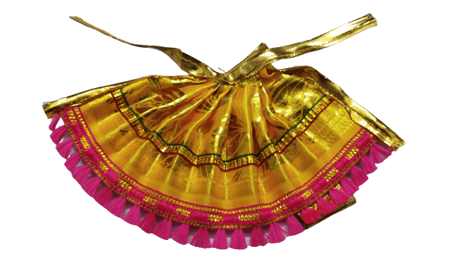 Jardousi Worked Gopal Dress / Fancy Designer Lehenga For Devi Durga, Mata Rani, Laxmi Devi, Gopal and All Goddess (Colour: Yellow) - Size 1